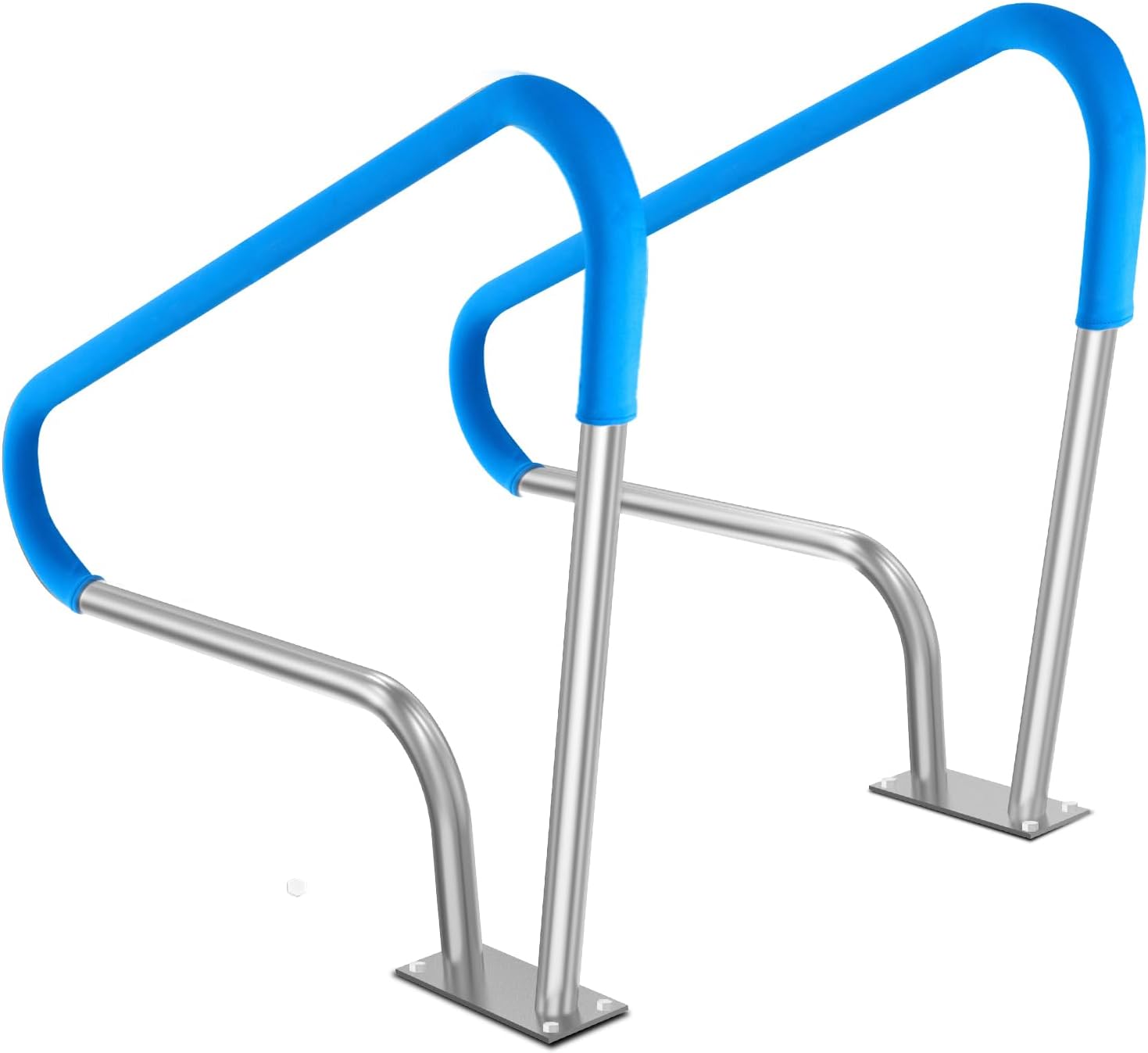 VEVOR Pool Handrail, 2 PCS 48x36in Railing, Stainless Steel with Base Plate for Indoor/Outdoor Pools, Safety Railing for Decks, Rust-Proof Grab Bar w/Grip Cover & Accessories for Spas