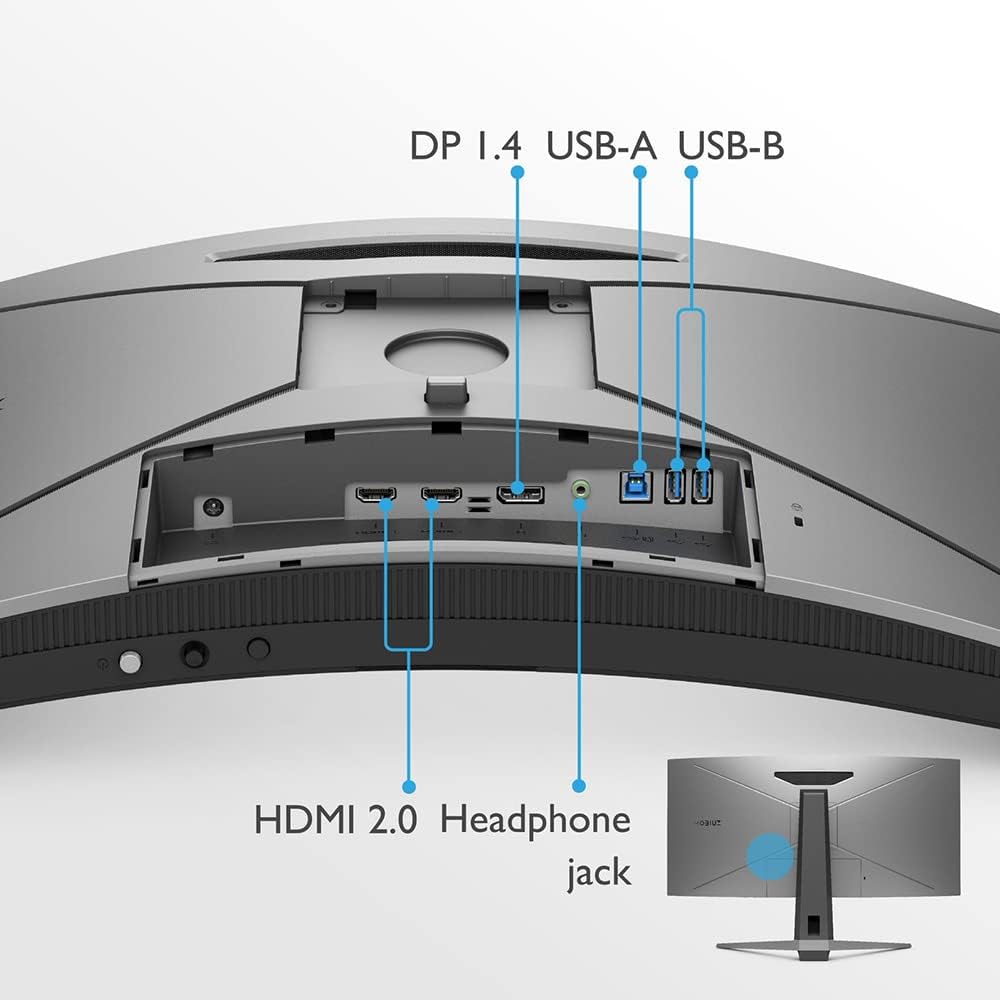 BenQ MOBIUZ EX3415R Curved Gaming Monitor 34' 2K 1440p 144Hz 1ms w/Remote | IPS | HDRi | DCI-P3 | 1900R | Color Optimizer | Freesync Premium Pro | Height, Swivel & Tilt | 2.1ch w/ 5w sub | USB Hub