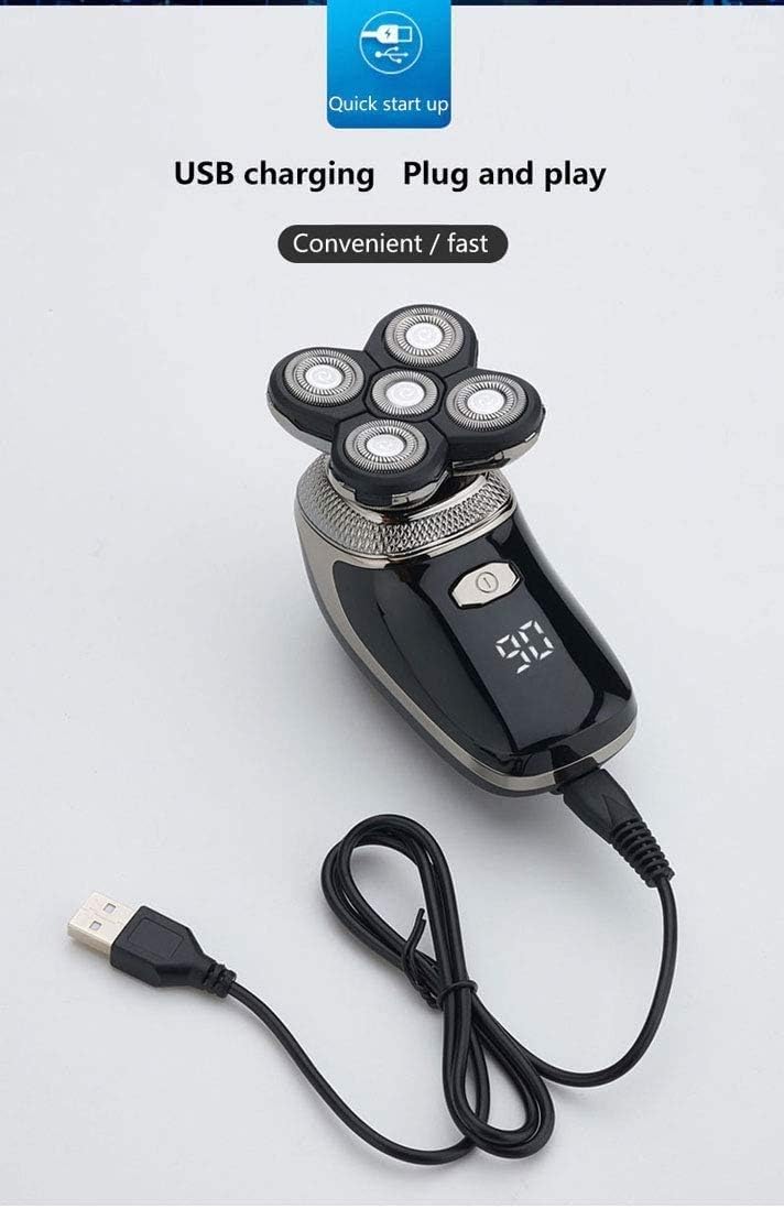 Electric Shaver for Men, 5-in-1 Bald Head Shaver & Grooming Kit Cordless and Rechargeable Wet/Dry 5 Head 5D Shaver, Rechargeable Bald Head Razor for Home/Travel Tool