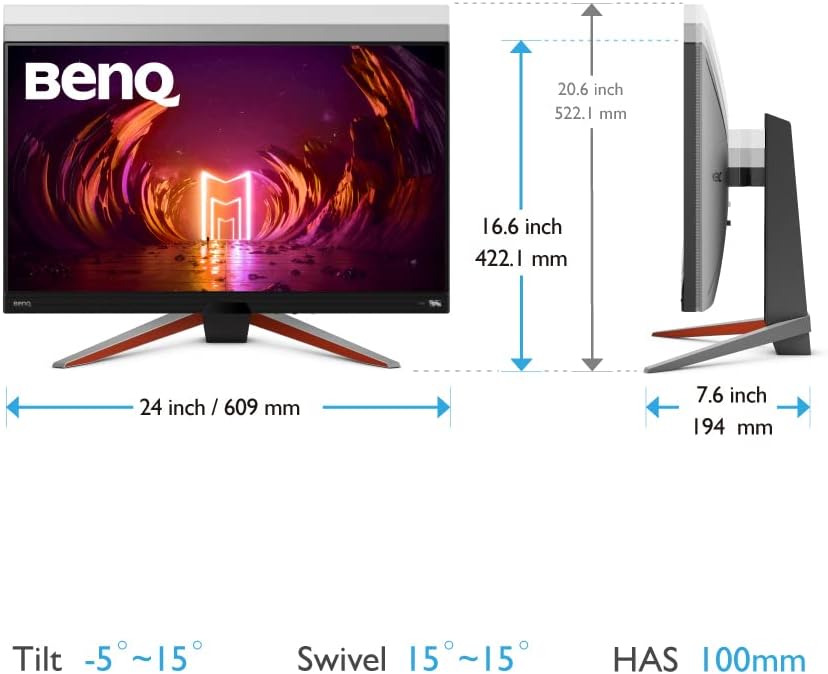 BenQ MOBIUZ EX270QM 27' 1ms 240Hz QHD Gaming Monitor, IPS, HDRi Technology, DisplayHDR 600, AMD FreeSync Premium Pro, 98% DCI-P3, 2.1ch Built-in Speakers, HDMI 2.1, Eye-Care, Bezel-Less