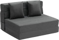 VEVOR Folding Sofa Bed, 3-in-1 Foldable Couch Bed with 2 Pillows and Washable Cover, 25D High Density Memory Foam Convertible Sleeper Chair Bed, Futon Couch for Living Room, Bedroom, Dark Grey(Twin)