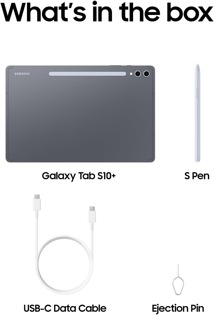 Samsung Galaxy Tab S10+ Plus 12.4' 512GB Android Tablet, Galaxy AI Tools, Circle to Search, AMOLED 2X Display, Long Battery Life, Durable Design, S Pen for Note-Taking, US Version, Moonstone Gray