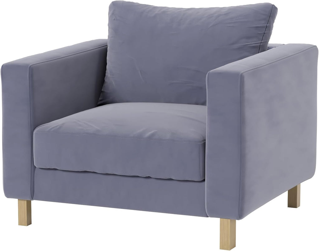 Heavy Duty Velvet Karlstad 1 Seat Armchair Replacement Custom Made Compatible with IKEA Karlstad Chair (Velvet Light Gray Chair)