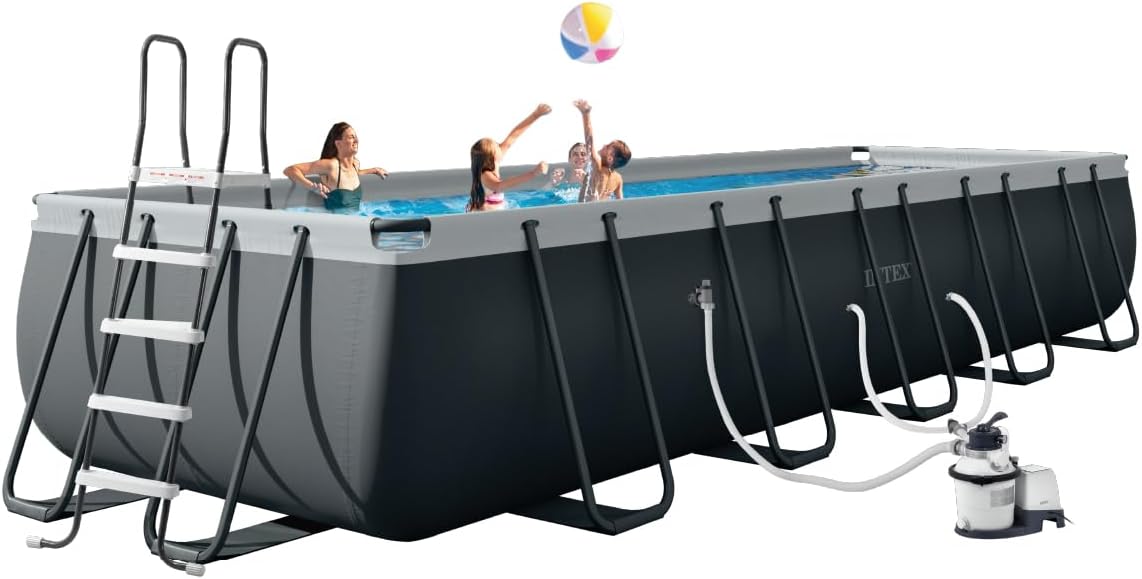 INTEX 26357MZ 20ft x 10ft x 52in Ultra XTR Deluxe Rectangular Above Ground Swimming Pool Set, Includes 1500 GPH Sand Filter Pump, SuperTough Puncture Resistant, Rust Resistant, Easy to Assemble