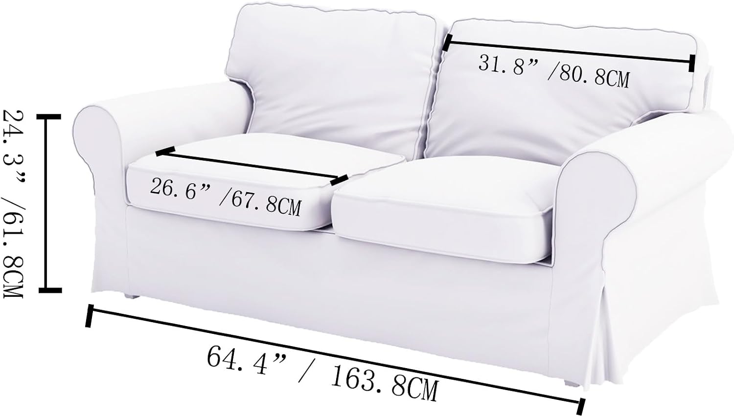 Sofa Covers Compatible with IKEA Ektorp 3 Seat Sofa Slipcovers (Polyester Flax Light Gray, Ektorp Loveseat)
