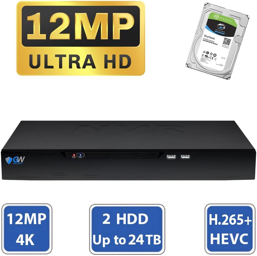 GW Security 8 Channel NVR UltraHD 4K Face Recognition NDAA & TAA Compliant Security Camera System with 4 x 8MP @25FPS Outdoor & Indoor PoE Bullet Cameras, 10 Smart AI Functions