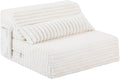 Tiita Folding Sofa Bed Twin Size, Convertible Sleeper Chair Mattress with Pillow, Thick Corduroy Floor Mattress Couch Bed with Side Pocket, Guest Room, Dorm, Apartment, Beige