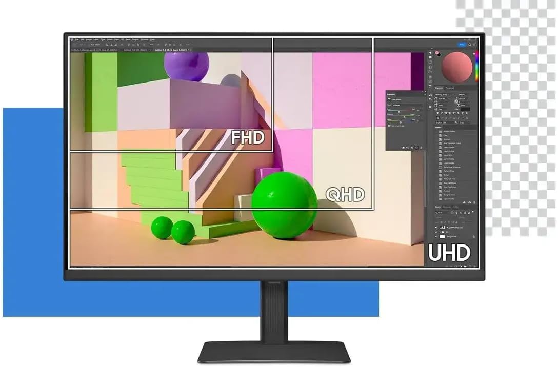 Samsung 27' ViewFinity S8 Series Monitor, 4K UHD(3840 x 2160), 60Hz, 5ms, Height Adjustable Stand, DisplayPort, HDMI, USB, Black, with HDMI Cable