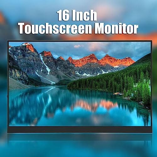 Sxhlseller 16 Inch Touchscreen Portable Monitor, HD 1920x1200 60Hz Touch Monitor with Type C Port, Multi Compatibility, Built in Dual Speakers Monitor for Gaming