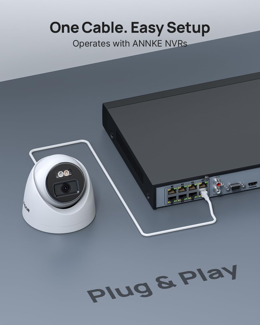 ANNKE C800 4Pcs Ultra HD 4K PoE Security Cameras with AI Human/Vehicle Detection, 8MP Turret IP Camera with Audio, Spotlight Color Night Vision, H.265+, IP67 Weatherproof, Support 512GB Micro SD