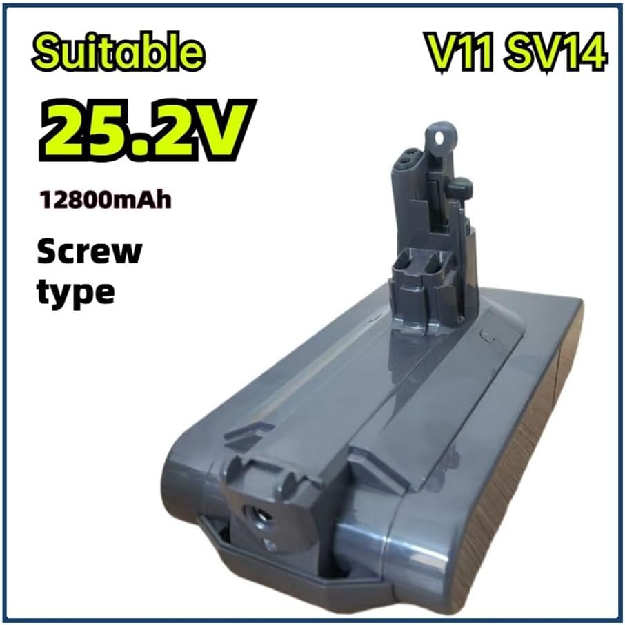25.2V 12800MAh V11 Screw-Mounted Vacuum Cleaner Lithium-ion Battery Suitable Compatible for Dyson SV14 Absolute V11Animal V11Torque(1PCS 12800mAh)