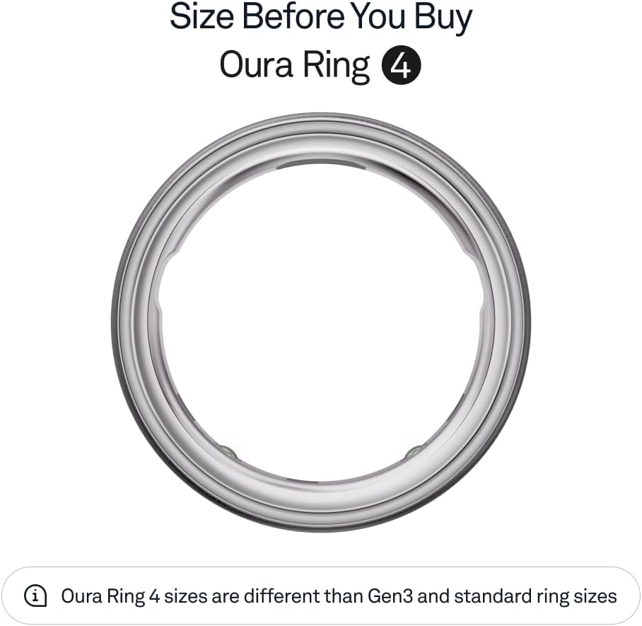 Oura Ring 4 - Brushed Silver - Size 12 - Sleep, Activity, Women's Health, AI Advisor, Up to 8 Days of Battery Life, Size Before You Buy, Android & iOS Compatible