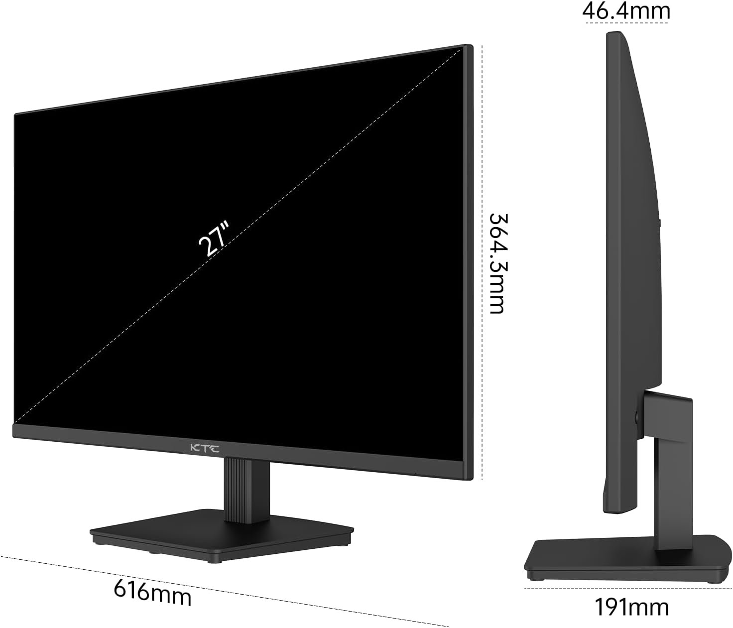 KTC 27 Inch 4K UHD Computer Monitor, IPS 3840×2160 Monitor with HDR400, DCI-P3 95%, 1.07 Billion Colors, HDMI DisplayPort, 60Hz PC Monitor, H27P27