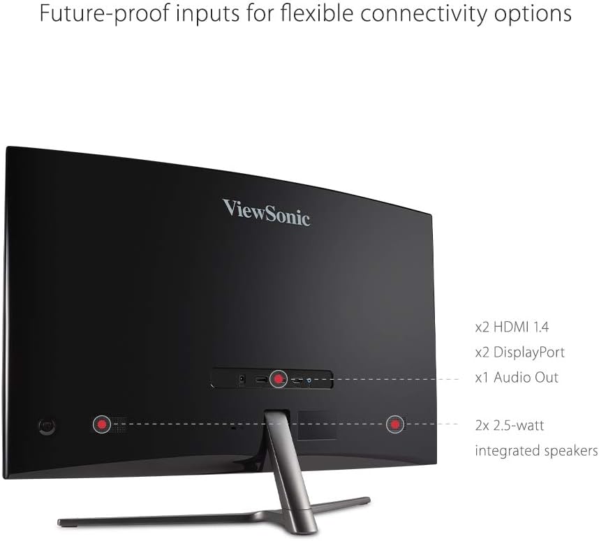 ViewSonic VX3258-PC-MHD 32 Inch 1080p Curved 165Hz 1ms Gaming Monitor with FreeSync Premium Eye Care HDMI and Display Port