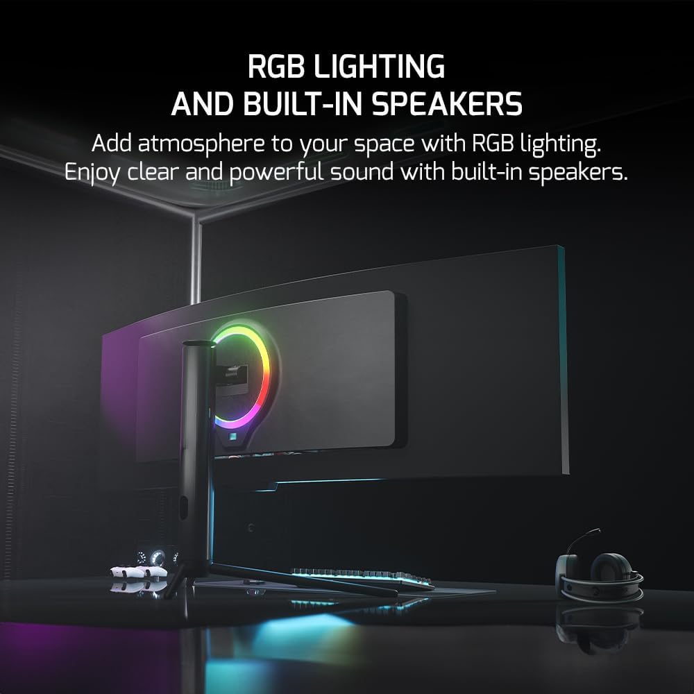 GAMEPOWER DQ 49 inch Curved Ultrawide Gaming Monitor, 5K, 1Ms, 120Hz Refresh Rate, 32:9, DQHD, 5120 x 1440P, R1800, 99% sRGB, HDR400, DisplayPort, Type-C, FreeSync, Gsync, Height - Tilt Adjustable