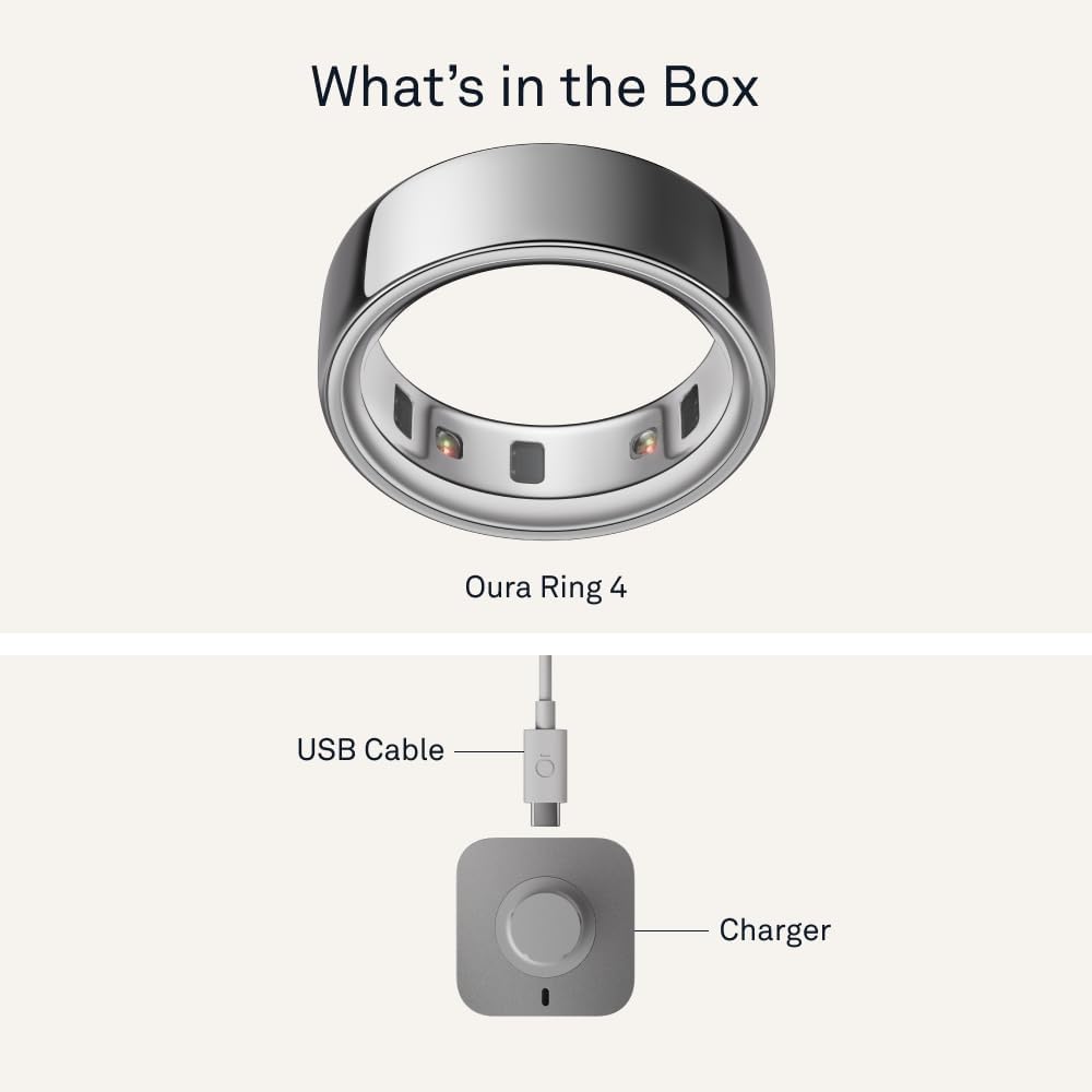 Oura Ring 4 - Silver - Size 15 - Sleep, Activity, Women's Health, AI Advisor, Up to 8 Days of Battery Life, Size Before You Buy, Android & iOS Compatible