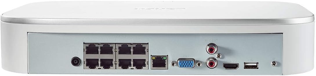 Lorex N841A81 Series 8 Channel 4K HD 1TB IP Ultra HD Security System Network Video Recorder (NVR) with Smart Motion Detection and Voice Control, White