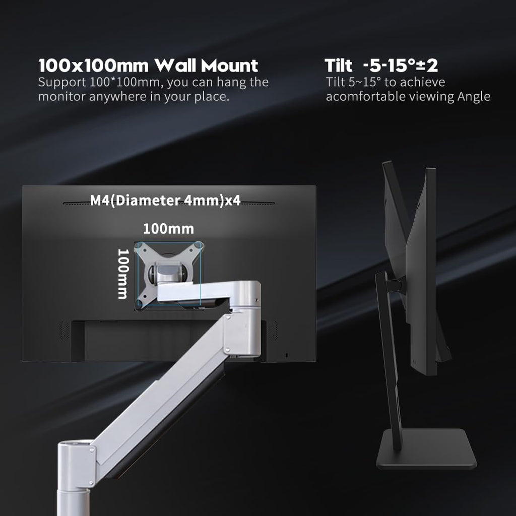 Viewedge 24 inch 4K 60Hz Computer Monitor, 5ms UHD 2160p IPS Monitor, Type C, HDMI, DP Port, Built-in Speakers, Vertical Monitor Support Wall Mount