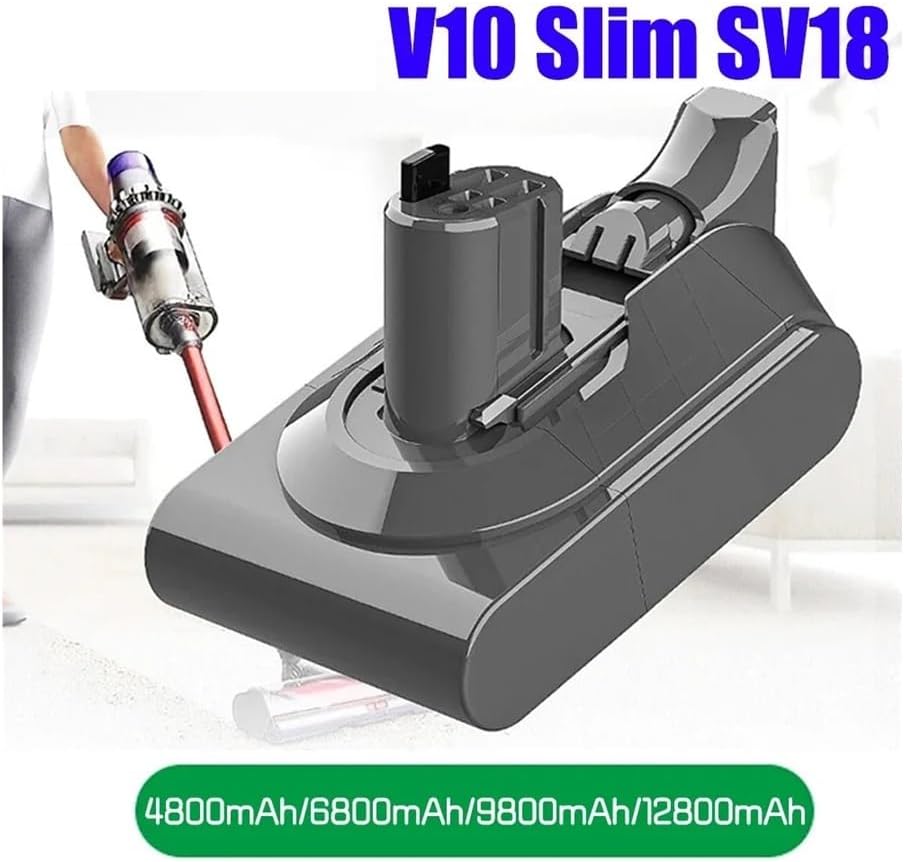 12800mAh 18V Compatible for Dyson V10 SV18 Slim Digital Fluffy Extra Vacuum Cleaner Replacement Battery(18V 12800mAh 2PCS)