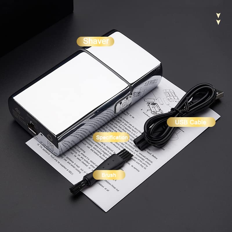 Men's Shaver, Cordless metal housing washable electric shaver hair beard shaving machine for men pro rechargeable electric razor stubble (Color : Gold)