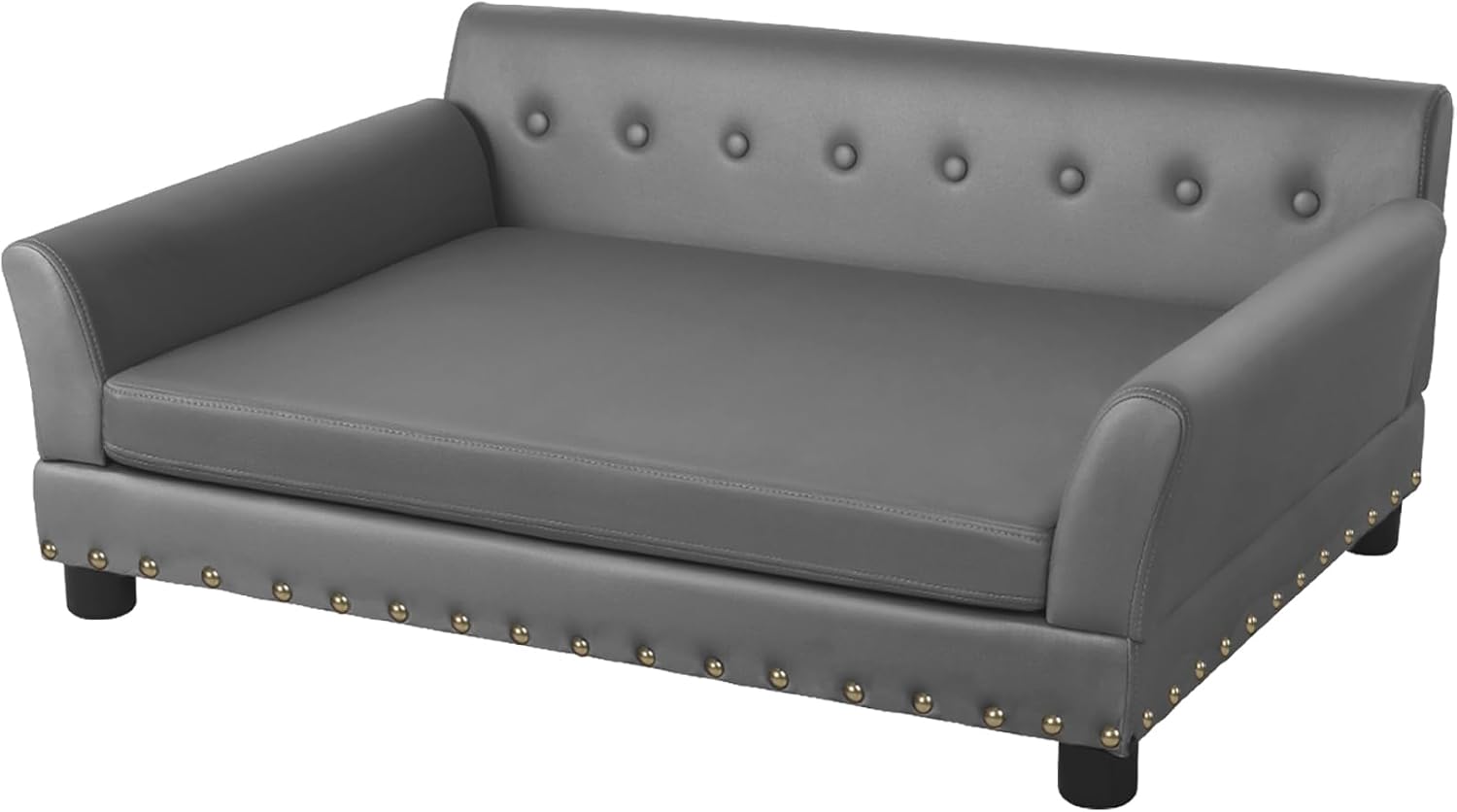 BingoPaw Large Leather Dog Sofa Bed: Pet Couch Orthopedic Made by Scratching Resistant Microfiber Leather - Doggy Heavy Duty Raised Daybed with Thicken Foam for Pets up to 80lbs