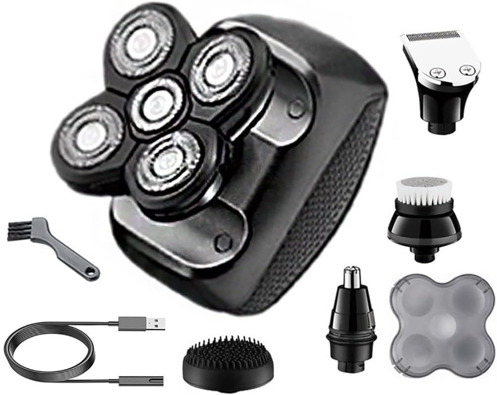 Electric Razor for Men, 5 in 1 Washable Facial Body Grooming Set Powerful Electric Shaver for Men Hair Trimmer Beard Electric Razor Bald Shaving Machine
