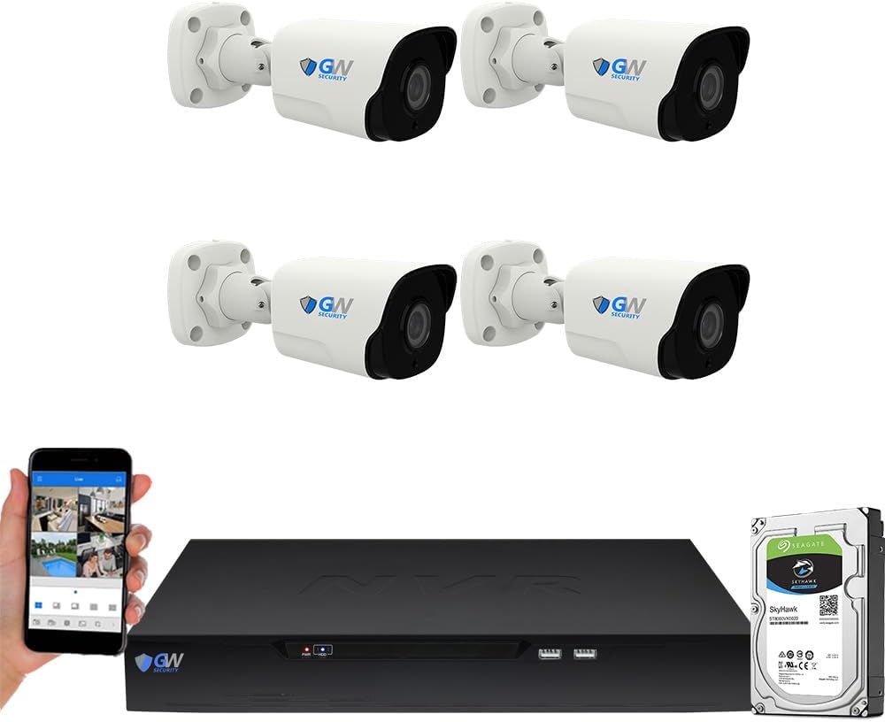 GW Security 8 Channel NVR UltraHD 4K Face Recognition NDAA & TAA Compliant Security Camera System with 4 x 8MP @25FPS Outdoor & Indoor PoE Bullet Cameras, 10 Smart AI Functions