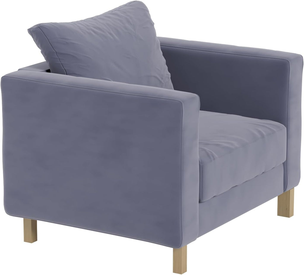 Heavy Duty Velvet Karlstad 1 Seat Armchair Replacement Custom Made Compatible with IKEA Karlstad Chair (Velvet Light Gray Chair)