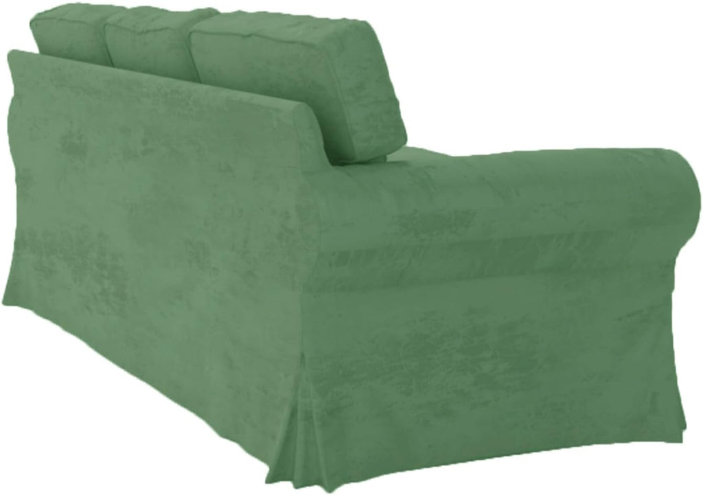Velvet Pets Friendly Sofa Covers Custom Made Compatible for IKEA Ektorp Three Seat Sofa Slipcovers (Velvet Light Green 3)