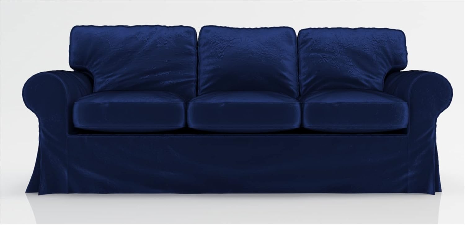 Velvet Pets Friendly Sofa Covers Custom Made Compatible for IKEA Ektorp Three Seat Sofa Slipcovers (Velvet Blue Ektorp 3)