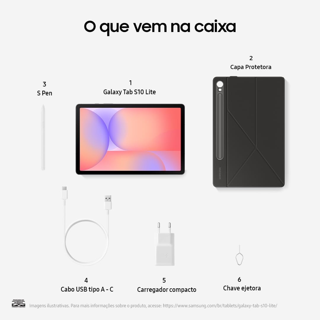 SAMSUNG Galaxy Tab S10 Lite with S-Pen | 128GB, 6GB RAM, Wi-Fi Only | 10.9' 90Hz LCD, Android 15 WiFi 6 Tablet, All Day Battery | International Model X400 | 256GB SD Card Bundle, Gray