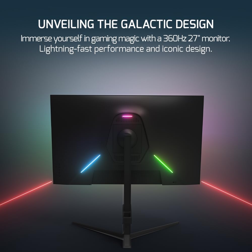 GAMEPOWER Rapid 27 inch Gaming Monitor 360Hz 1ms, 1080P Flat IPS, HDR10 Height/Tilt/Swivel/Pivot Adjustable RGB Anti-Glare Display, HDMI/DP/USB, FreeSync, G-Sync, 350 cd/m² Bright LEDs, Laser Logo
