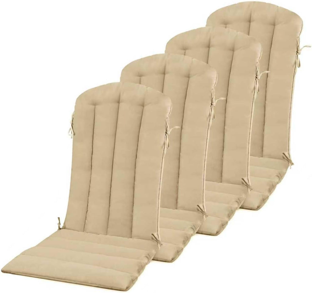 YEFU Adirondack Chair Cushion, Rocking Chair Cushions with Straps, Folding Patio Chair Pad for Indoor and Outdoor, 19.7x18.9x1.5 Inch, Light Brown, 4-Pack