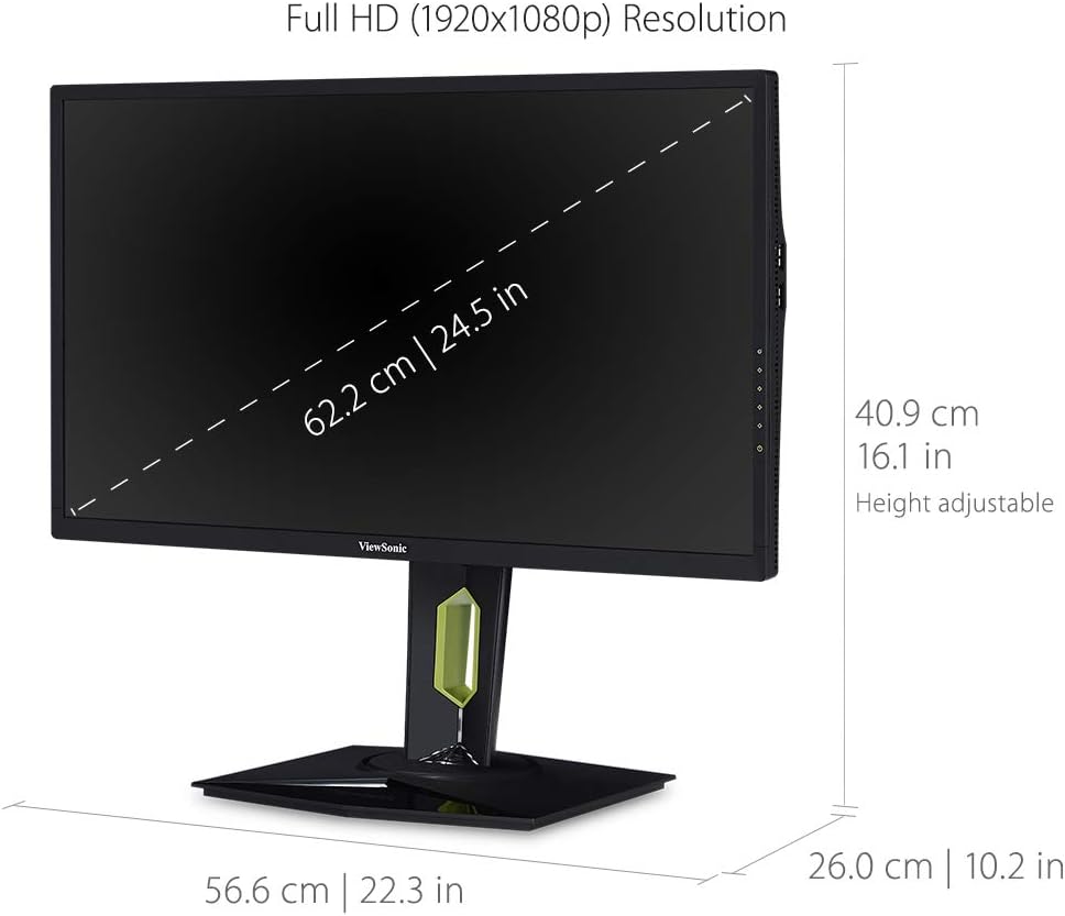 ViewSonic XG2560 25 Inch 1080p 240Hz 1ms Gsync Gaming Monitor with Eye Care Advanced Ergonomics HDMI and DP for Esports , Black