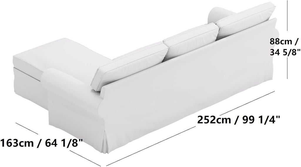 Sofa Covers Compatible with IKEA Ektorp 3 Three Seat Sofa with Chaise Slipcovers (Polyester Dark Gray 4 Chaise)