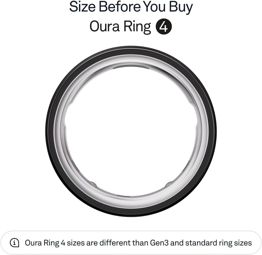 Oura Ring 4 - Black - Size 9 - Sleep, Activity, Women's Health, AI Advisor, Up to 8 Days of Battery Life, Size Before You Buy, Android & iOS Compatible