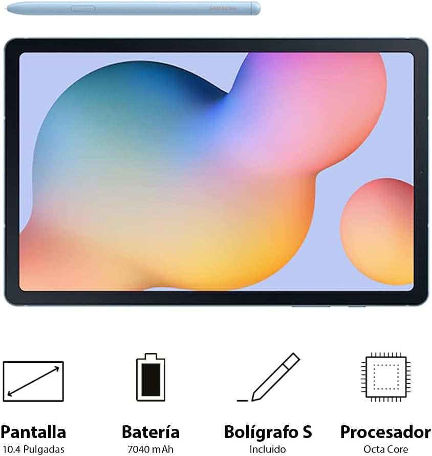 SAMSUNG Galaxy Tab S6 Lite 10.4' 64GB Android Tablet w/Long Lasting Battery, S Pen Included, Slim Metal Design, AKG Dual Speakers, US Version, Angora Blue (Renewed)