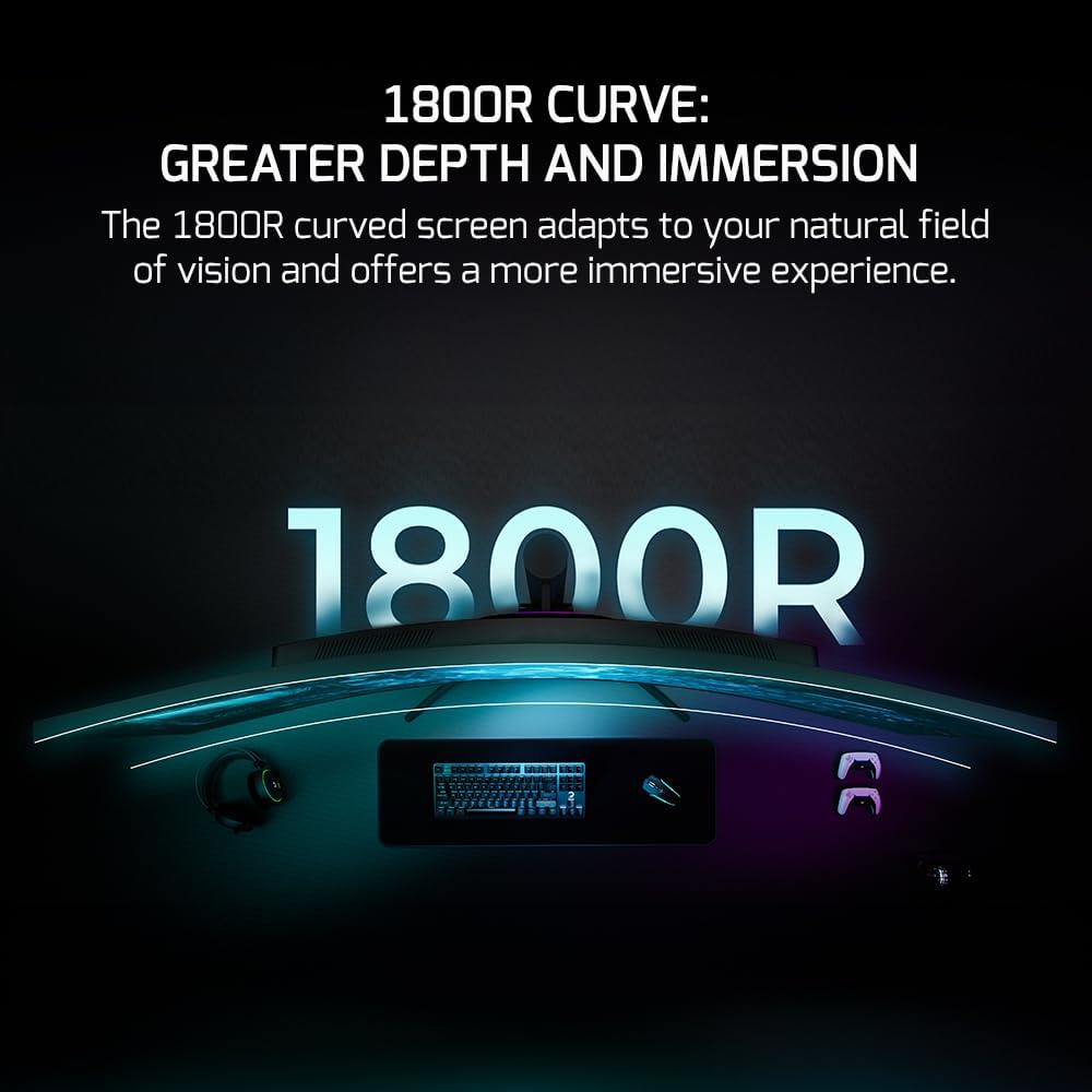 GAMEPOWER DQ 49 inch Curved Ultrawide Gaming Monitor, 5K, 1Ms, 120Hz Refresh Rate, 32:9, DQHD, 5120 x 1440P, R1800, 99% sRGB, HDR400, DisplayPort, Type-C, FreeSync, Gsync, Height - Tilt Adjustable