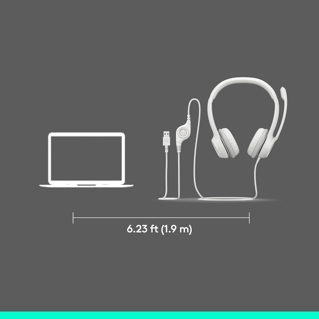 Logitech H390 Gaming Headphones, Wired Headphones with Mic, USB Headset with Microphone for PC, Noise Cancelling Microphone for Video Meetings, Music, Gaming - Off White Total Count 48, Pack of 4