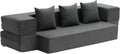 VEVOR Folding Sofa Bed, 3-in-1 Foldable Couch Bed with 3 Pillows and Washable Cover, 25D High Density Memory Foam Convertible Sleeper Chair Bed, Futon Couch, Dark Grey(Twin XL)