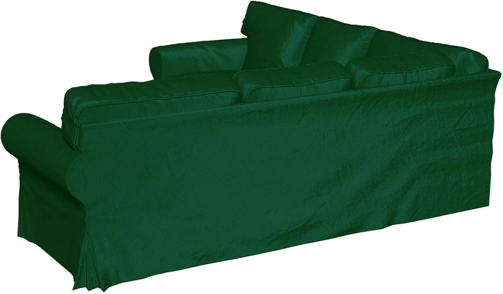 Velvet Pets Friendly Sectional Corner Sofa Covers Made Compatible with IKEA Ektorp 4 Four Seat Couch Sofa Slipcovers (Velvet Green Ektorp 2+2)