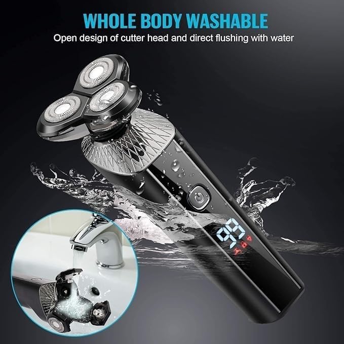 Electric Shaver for Men Rechargeable 4 in 1 Rotary Razors Beard Trimmer Face Shavers Waterproof Wet & Dry Cordless