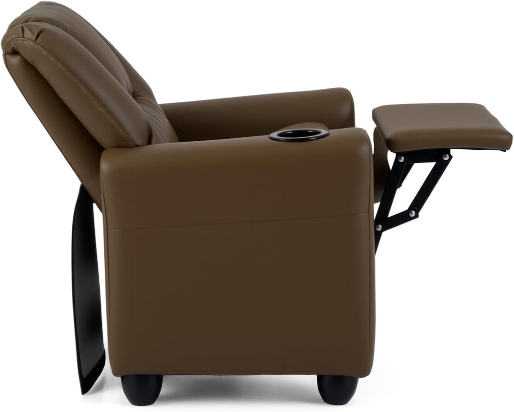 Costzon Kids Recliner Chair with Cup Holder, Toddler Adjustable Lounge Chair w/Footrest for Boys Girls Room, Ergonomic Baby Child Furniture Sofa for Age 3+ Gifts, Kids Mini Recliner up to 150 lbs