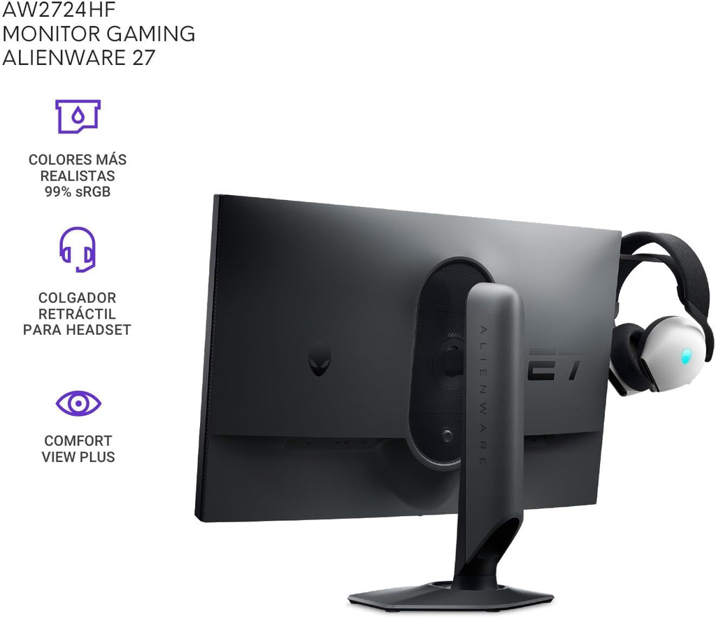 Alienware AW2724HF Gaming Monitor - 27-inch FHD (1920x1080) 0.5Ms 360Hz Dislpay, AMD Free-Sync Premium Technology, HDMI/DisplayPort/USB 3.2 Connectivity, Height/Pivot/Swivel/Tilt Adjustability - Black