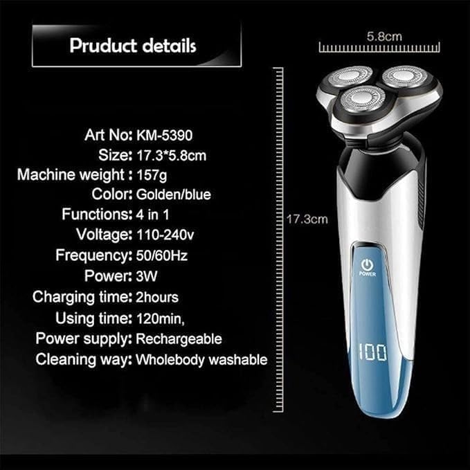 Electric Shavers for Men, Dry Wet Waterproof Mens Rotary Facial Shaver, Face Shaver Cordless Travel USB Rechargeable with Beard Trimmer LED Display for Shaving Husband Dad