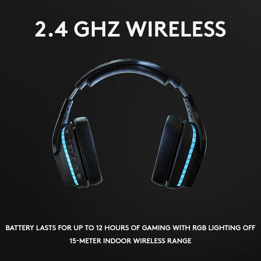 Logitech G G935 Over Ear Wireless Headset, Black G502 Lightspeed Wireless 11 Button Gaming Mouse, Black