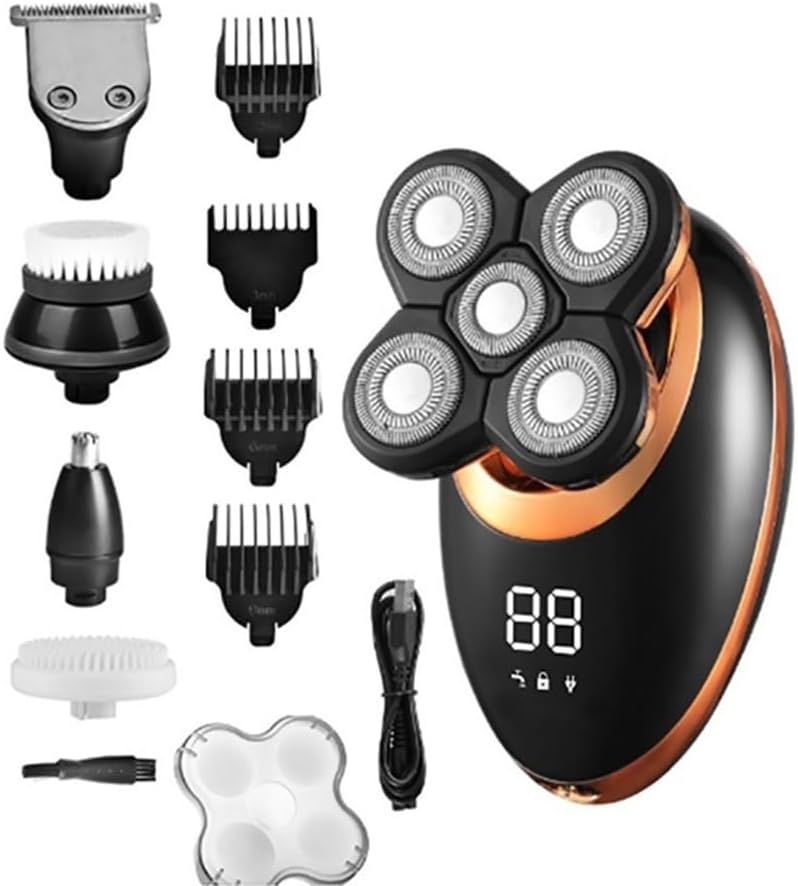 Head Shaver for Men, 5 in 1 Wet Dry Electric Shaver for Men Beard Hair Trimmer Razor Rechargeable Bald Shaving Machine LCD Display Grooming Kit
