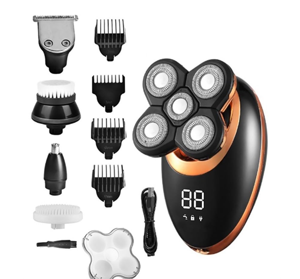 Head Shavers for Bald Men, 5 In 1 Wet Dry Electric Shaver For Men Beard Hair Trimmer Razor Rechargeable Bald Shaving Machine LCD Display Grooming Kit