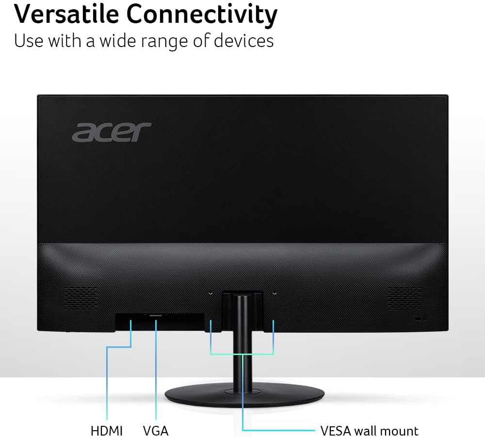 Acer SB242Y EBI 23.8' Full HD (1920 x 1080) IPS Zero-Frame Gaming Office Monitor | AMD FreeSync Technology Ultra-Thin Stylish Design 100Hz 1ms (VRB) Low Blue Light Tilt HDMI & VGA Ports