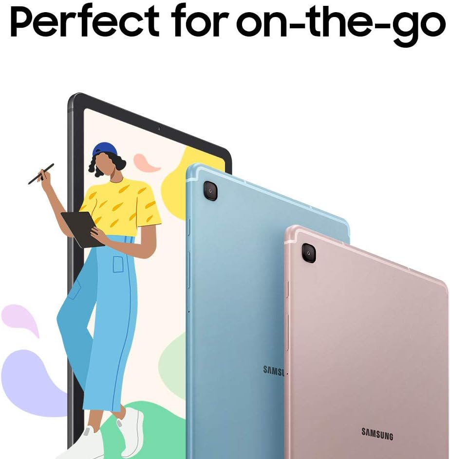 SAMSUNG Galaxy Tab S6 Lite 10.4' 64GB Android Tablet w/Long Lasting Battery, S Pen Included, Slim Metal Design, AKG Dual Speakers, US Version, Angora Blue (Renewed)